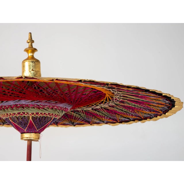 Late 20th Century Gold Umbrella With Rainbow Accent For Sale - Image 5 of 12