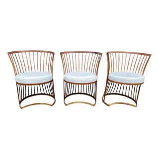Iconic MCM Russel Woodard Set of 3 Iron Chairs For Sale