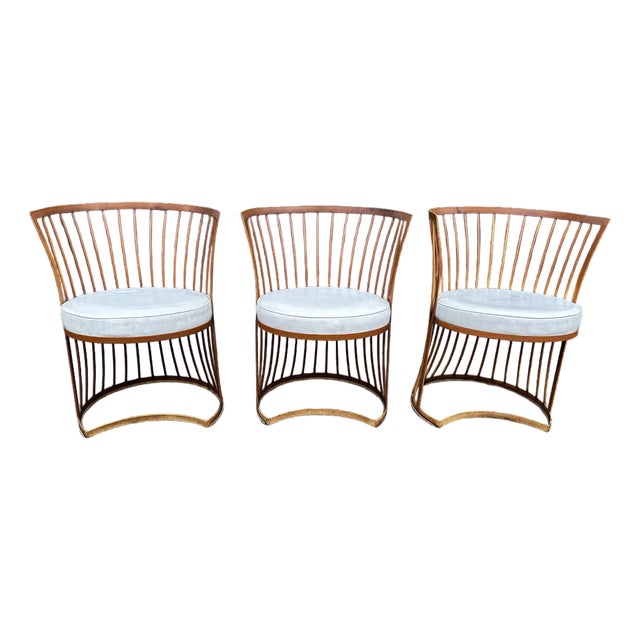 Iconic MCM Russel Woodard Set of 3 Iron Chairs For Sale