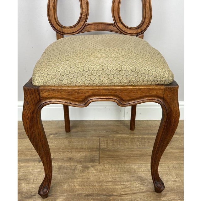 French Louis Style Oak Dining Chairs with Upholstered Seats, Set of 6 For Sale - Image 12 of 16