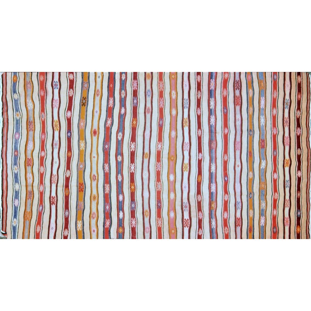 1950s Vintage Turkish Anatolian Hand Knotted Organic Wool Fine Weave Kilim,5'4"x10'1" For Sale - Image 5 of 5