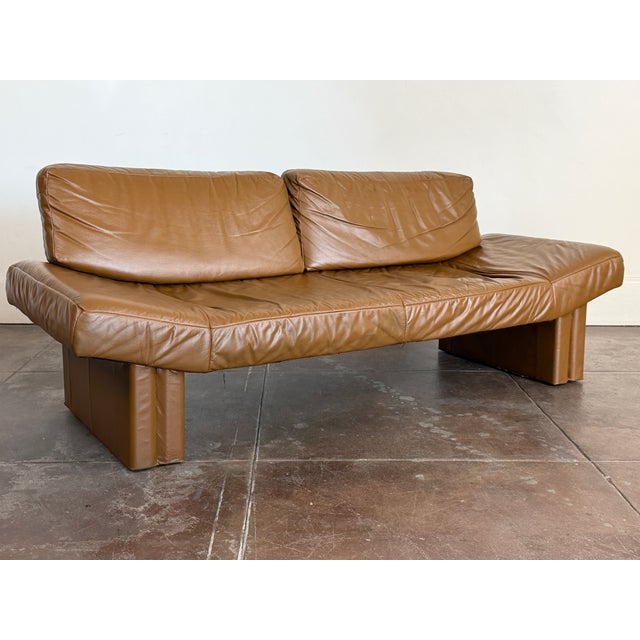 Mid-Century Modern Vintage 1980's Italian Leather Postmodern Sofa For Sale - Image 3 of 9