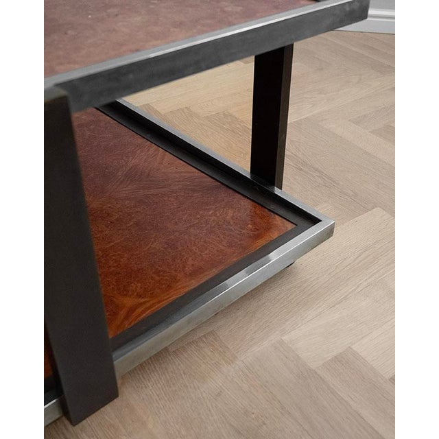 Italian Veneer Coffee or Side Table on Wheels, 1970s For Sale - Image 6 of 10