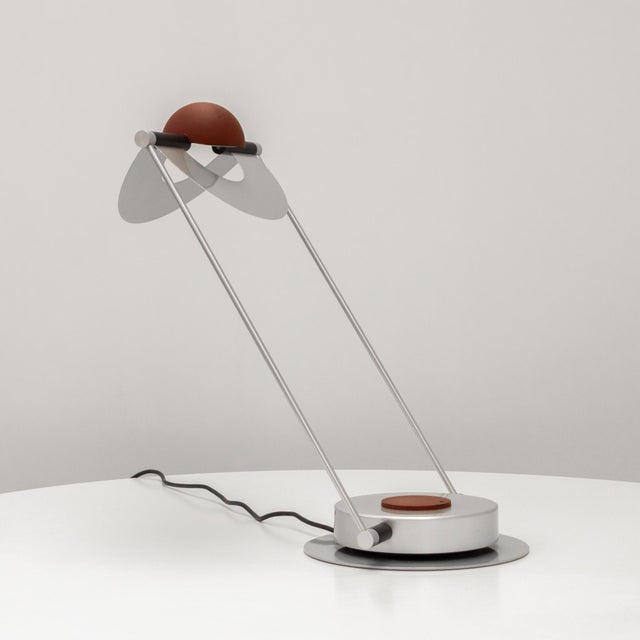 Tondo table lamp, designed by Ann Maes for Scopelight in Belgium in the 1980s. The lamp is made of metal and plastic and...