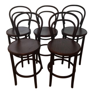 Mid-Century Modern Era Thonet Counter Height Barstools - Set of 5 For Sale