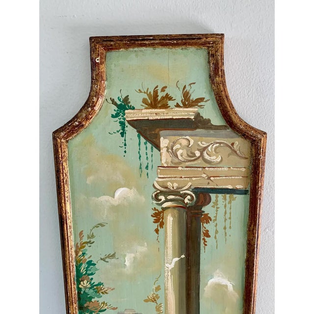 Green Antique Grand Tour Italian Capriccio Framed Oil on Board Paintings of a Landscape With Ruins, Pair For Sale - Image 8 of 13