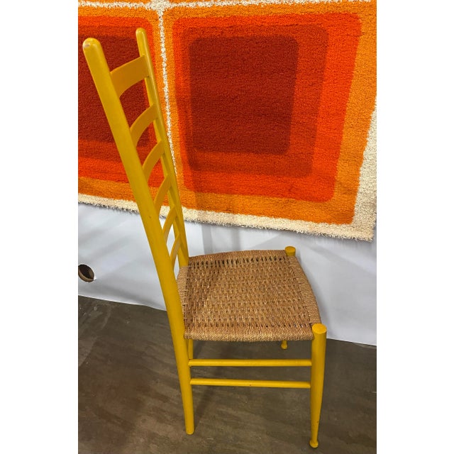 Gio Ponti 1960s Gio Ponti Style Single Woven Seat Ladder Back Chair For Sale - Image 4 of 12