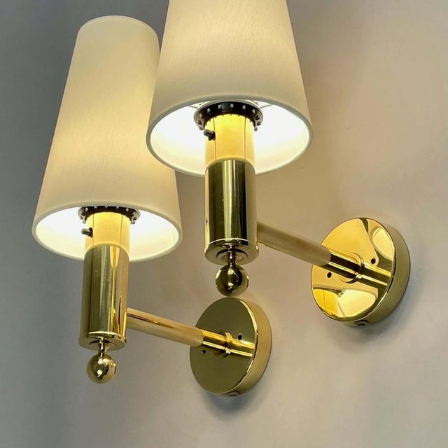 Mid-Century Brass V18 Wall Lights attributed to Eje Ahlgren for Bergboms, Sweden, 1960s, Set of 2 For Sale - Image 15 of 18