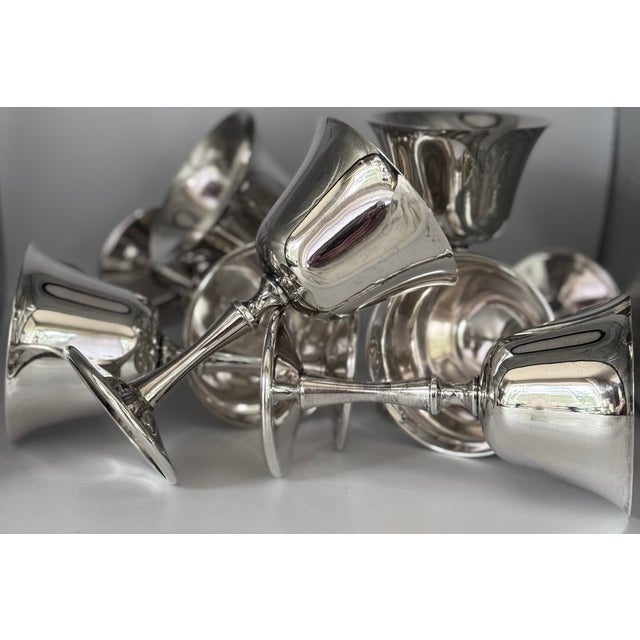 Metal Made in Italy El De Uberti Mid-Century Silver Plated Goblets - Set of 8 For Sale - Image 7 of 17