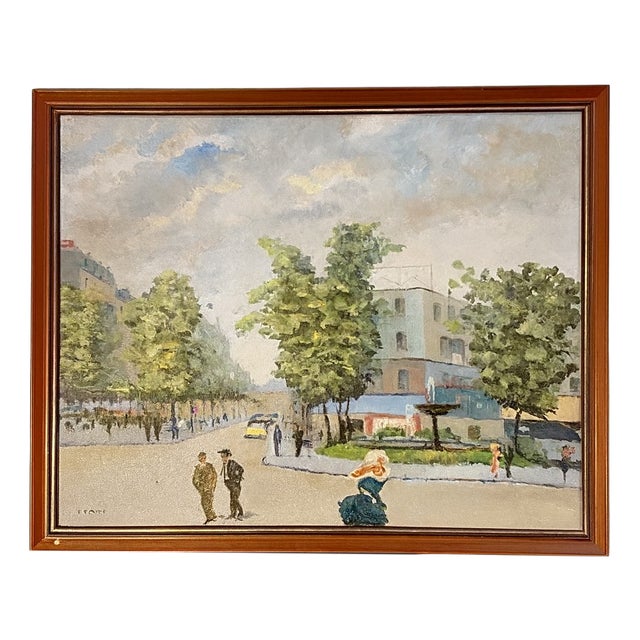 Jc Perot, Place Pigalle, 1950s, Oil on Canvas, Framed For Sale