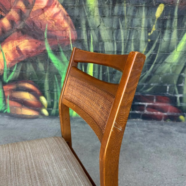 Mid 20th Century Pair of American of Martinsville Mid Century Walnut Cane Back Dining Chairs For Sale - Image 9 of 12