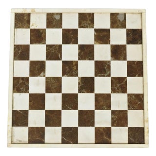 Vintage Mid Century Modern Mosaic Brown Marble Stone Chess Game Checkerboard For Sale