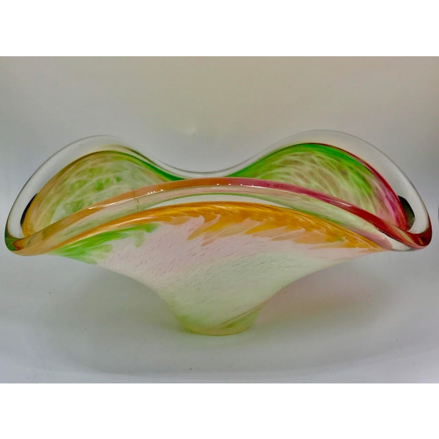 Mid-Century Murano Pastel Swirls Zanfirico Organic Form Bowl For Sale - Image 9 of 13