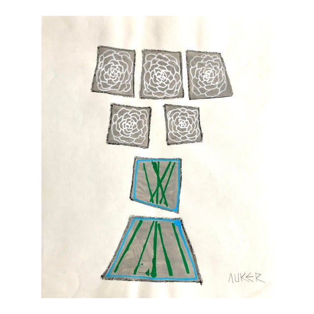 Contemporary Painting on Paper by CL Auker “3 Roses in a Vase” For Sale