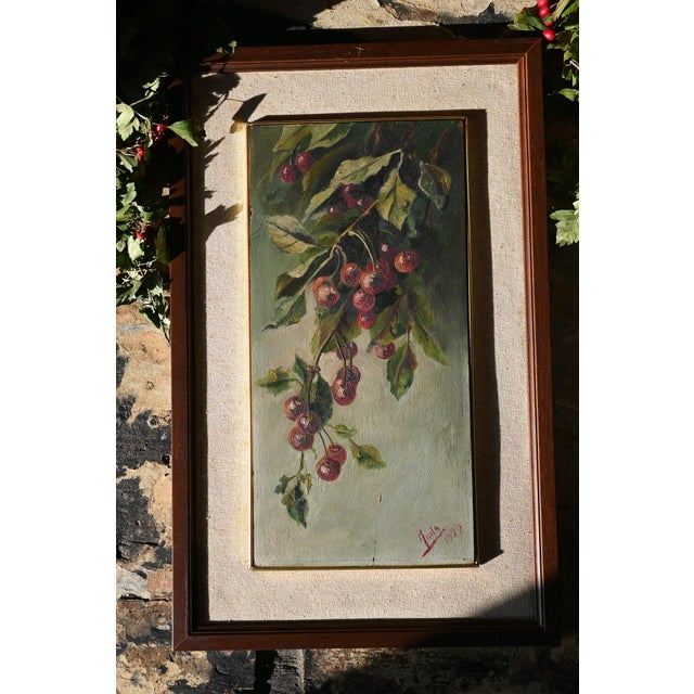Anita, Still Life Cherries and Plums, 1920, Oil on Panel For Sale - Image 16 of 18