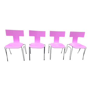 1980s Postmodern Donghia Anziano Pink Bentwood Klismos Chairs by John Hutton- Set of 4