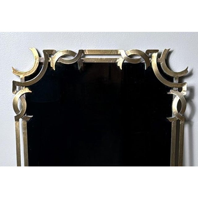 Gold Midcentury Large Italian Wall Mirror With Gilded Metal Frame For Sale - Image 8 of 12