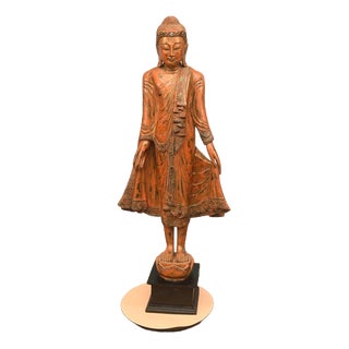 Carved Standing Burmese Buddha Statue For Sale