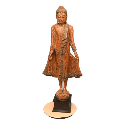 Carved Standing Burmese Buddha Statue For Sale