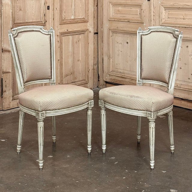 Set of 8 French Louis XVI Painted Dining Chairs For Sale In Dallas - Image 6 of 17