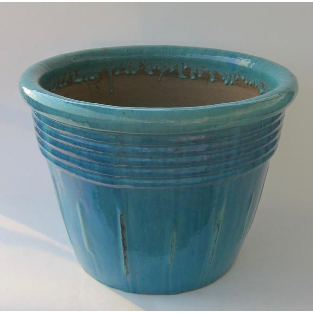 Giant Planter in Deep Blue Glazed Ceramic, 1940s For Sale - Image 4 of 6