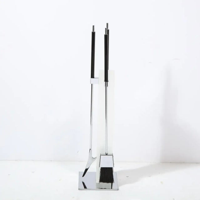 Mid-Century Modern Chrome & Frosted Lucite Fireplace Tool Set by Pace - 4 Pieces For Sale - Image 9 of 13