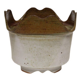 Vintage Brown and Pale Gray Studio Pottery Square Planter by Deanna Nichols For Sale