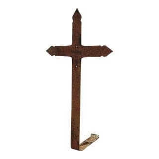 Antique Gothic Wrought Iron Grave Marker Graveyard Cross For Sale
