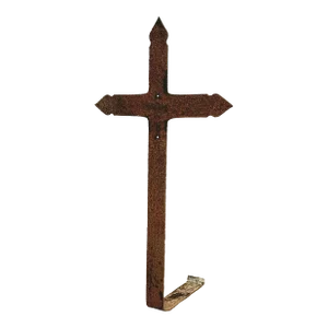 Antique Gothic Wrought Iron Grave Marker Graveyard Cross