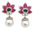 Natural Ruby, Emerald, Pearl, & Diamond Earring in 14k Gold For Sale