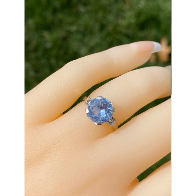 The Eden Isle: Ladies Antique 14K White Gold Ring set with Spinel For Sale - Image 10 of 11