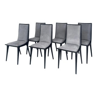 Annibale Colombo Lacquered Suede Dining Chairs- Set of 6 For Sale