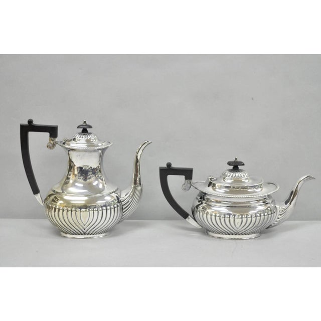 Antique English Sheffield B. Altman Art Deco Silver Plated Tea Service Set with Bakelite Handles - 4 Pcs. Set includes (1)...