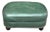 1960s Classic English Style Green Leather Ottoman With Nailhead Trim and Bun Feet For Sale