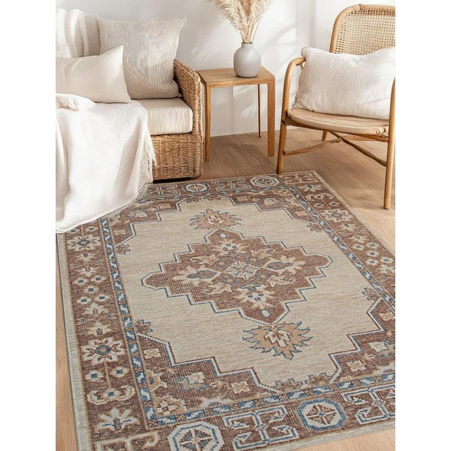 9x12 Ivory Hand-Knotted Wool Framed Medallion Geometric Modern Carpet Rug For Sale In New York - Image 6 of 9
