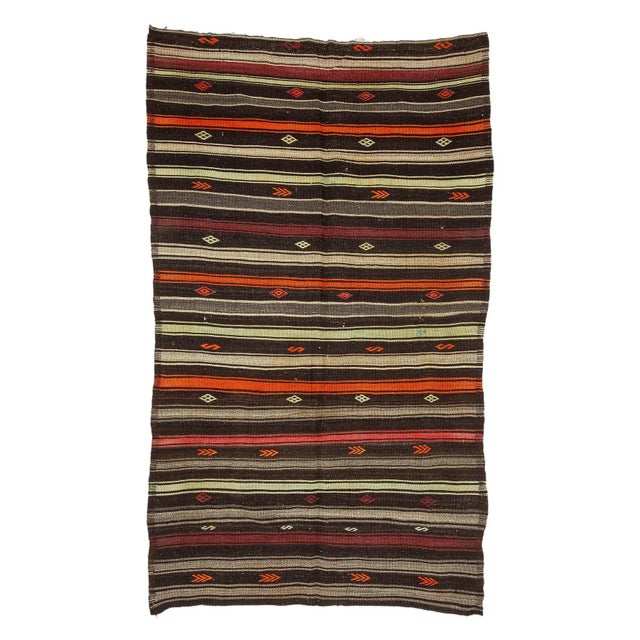 Textile Orange & Brown Vintage Kilim Rug For Sale - Image 7 of 7