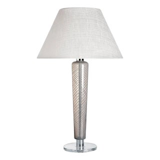 Faro Carlo Moretti Contemporary Mouth Blown Murano Grey/White Glass Table Lamp For Sale