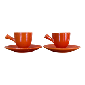 1930s Uranium Oxide Radioactive Orange Fiestaware Cup and Saucer Pair