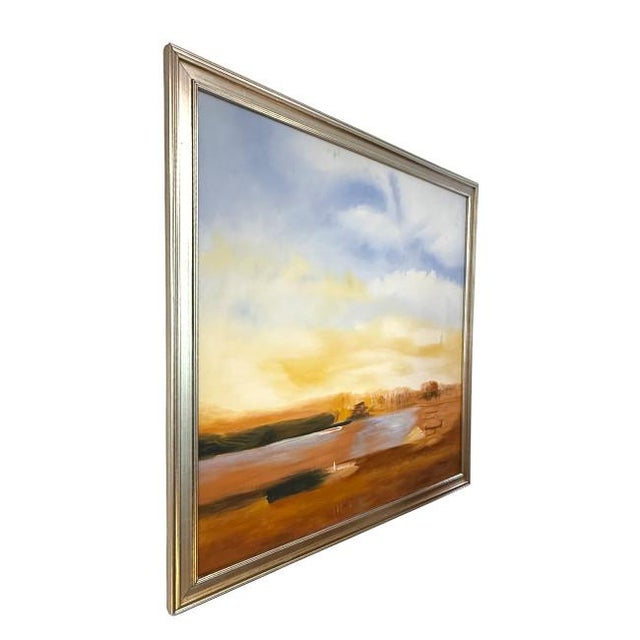 Contemporary Framed Landscape Oil Painting – Warm Sunset Over Water Z. Groger For Sale - Image 3 of 7