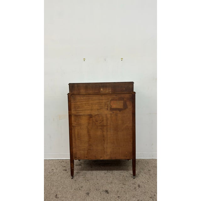 Antique 4-Drawer Wood Tallboy Chest of Drawers With Painted Accents For Sale - Image 11 of 14