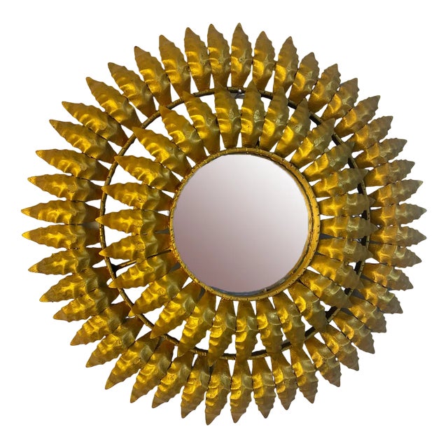 Italian Round Sun Mirror, 1950s For Sale