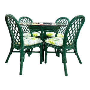 Rattan Dining Set in Rainforest Foliage Green - Set of 5