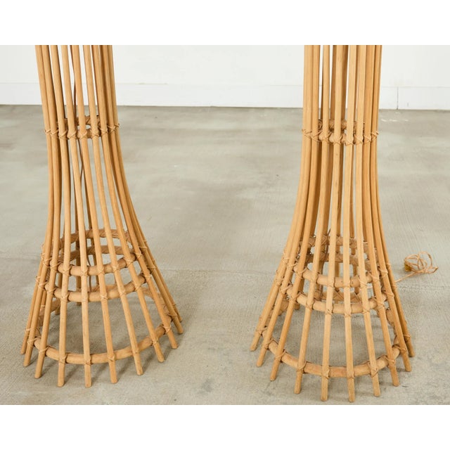 Pair of Franco Albini Style Organic Modern Rattan Floor Lamps For Sale - Image 17 of 17