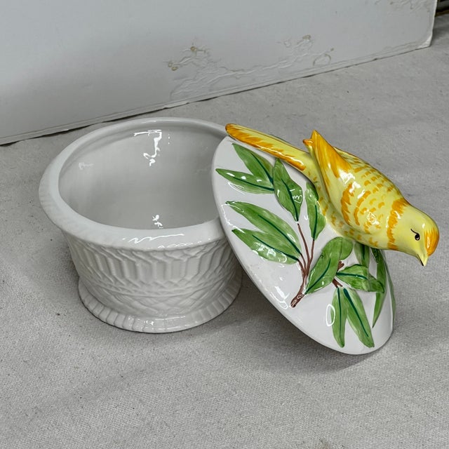 Italian Ceramic Bird Perched on a Basket For Sale - Image 6 of 6