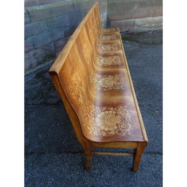 Curved Wood Bistro Bench by DG Fischel France, 1930 For Sale - Image 10 of 15