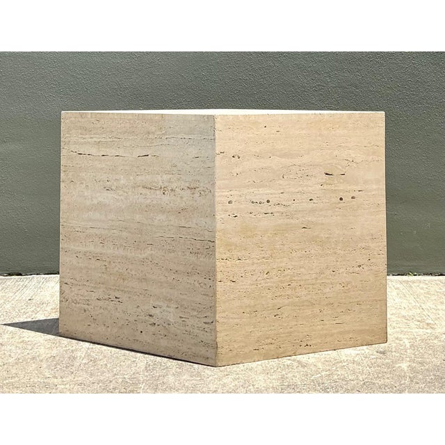 Vintage Italian Travertine Diamond Dining Table Pedestal For Sale - Image 14 of 16