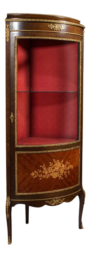 1970s Tall Vintage French Corner Vitrine