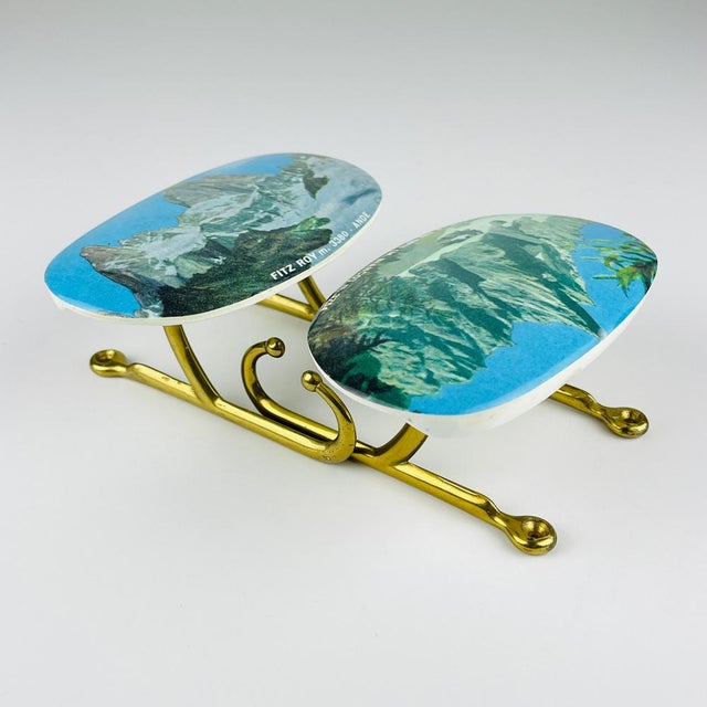 Mid-Century Modern Vintage Brass Hangers with Photo, Italy, 1950s, Set of 2 For Sale - Image 3 of 14