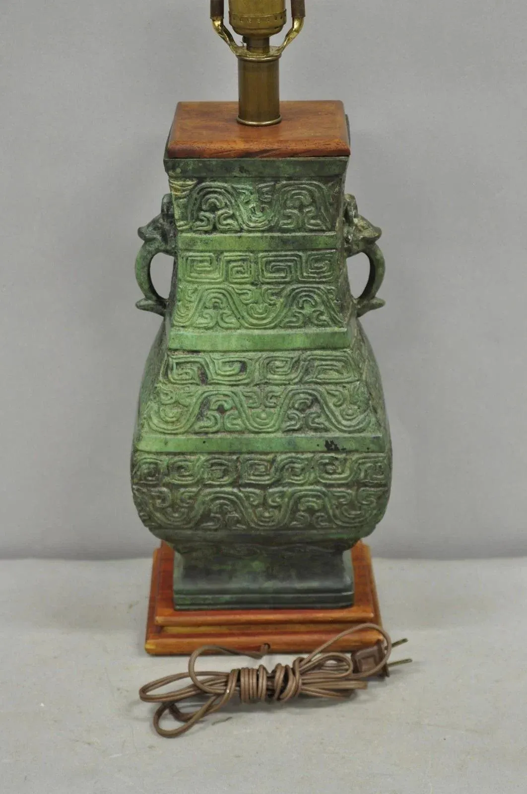 Vintage Oriental Verdigris Green Archaic Bronze Figural Chinese