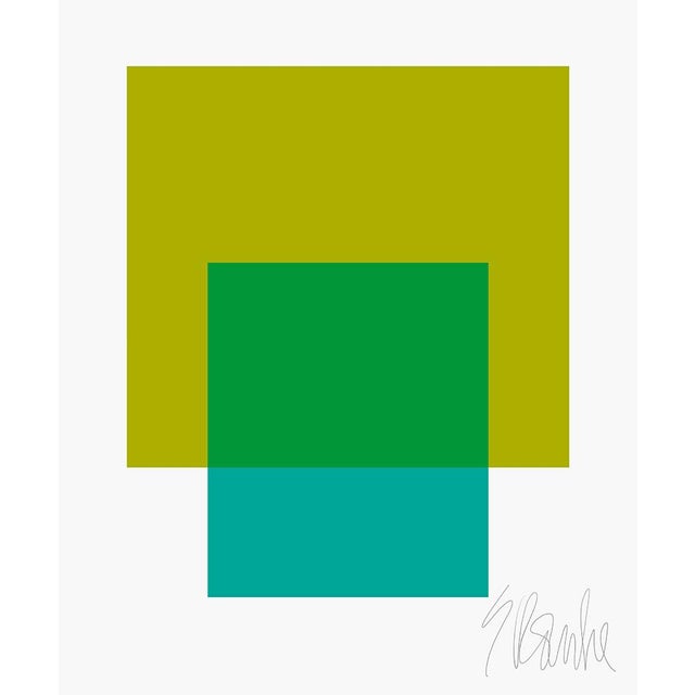 The Interaction of Green and Teal Fine Art Print 20" X 24" by Liz Roache For Sale